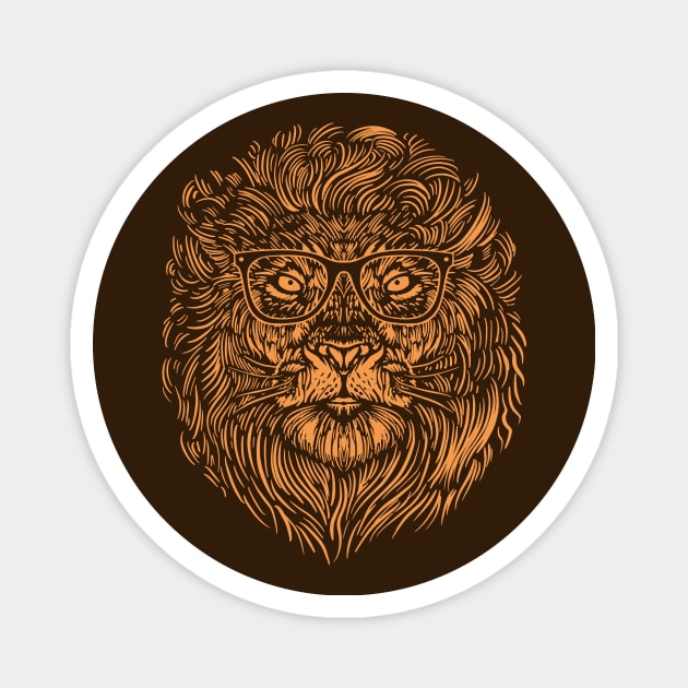 Funny Vintage Hipster Lion Sketch Magnet by SLAG_Creative